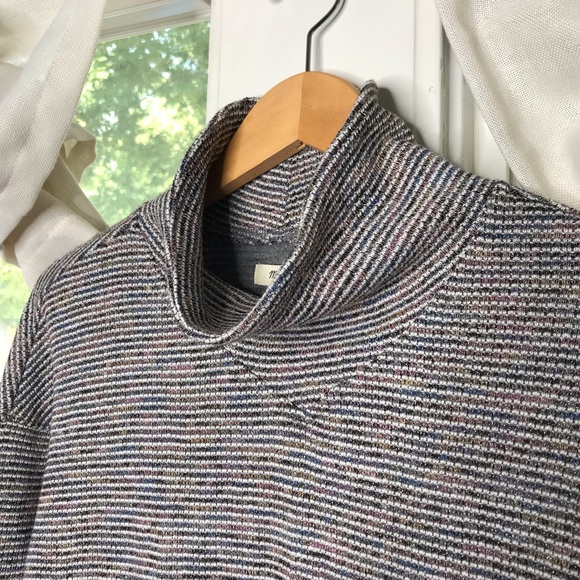 Madewell Textured Turtleneck Striped Rainbow Sparkle Pullover Sweatshirt Top - Picture 9 of 15
